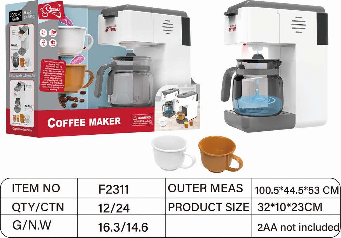 Kaffemaskine Legetøj Til Børn - Elektrisk Med Tilbehør