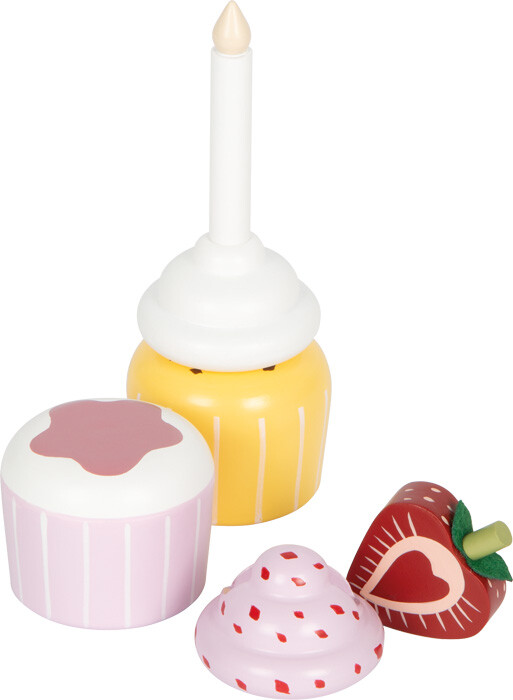 Legemad I Træ - Cupcakes Med Kageopsats - Small Foot