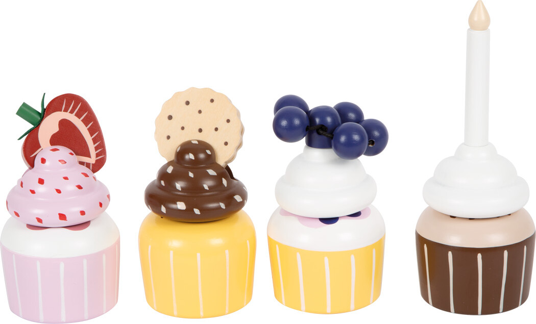 Legemad I Træ - Cupcakes Med Kageopsats - Small Foot