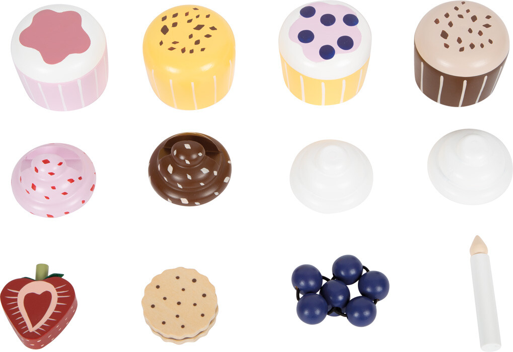 Legemad I Træ - Cupcakes Med Kageopsats - Small Foot