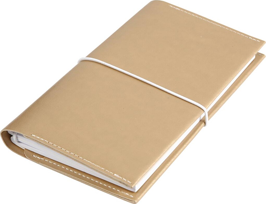 Kalender - Str 10X18X1 5 Cm - Elastiklukning - Guld - 1 Stk