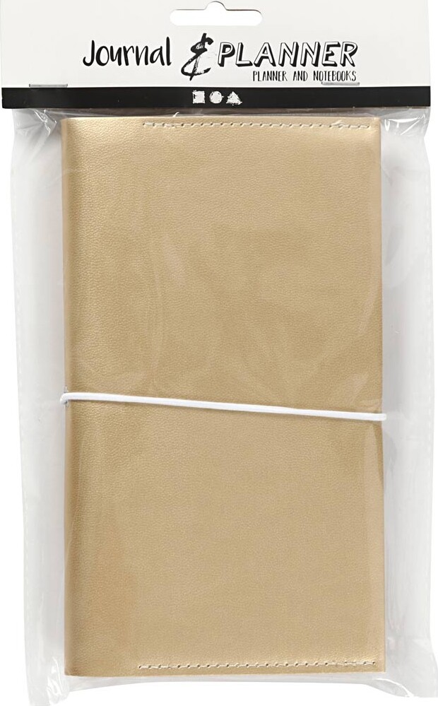 Kalender - Str 10X18X1 5 Cm - Elastiklukning - Guld - 1 Stk