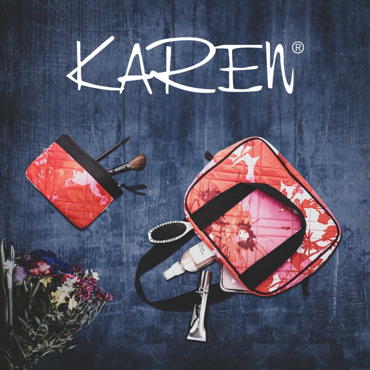 Karen Danmark - 2-Delt Karen Toilettaske Sæt Med Hank