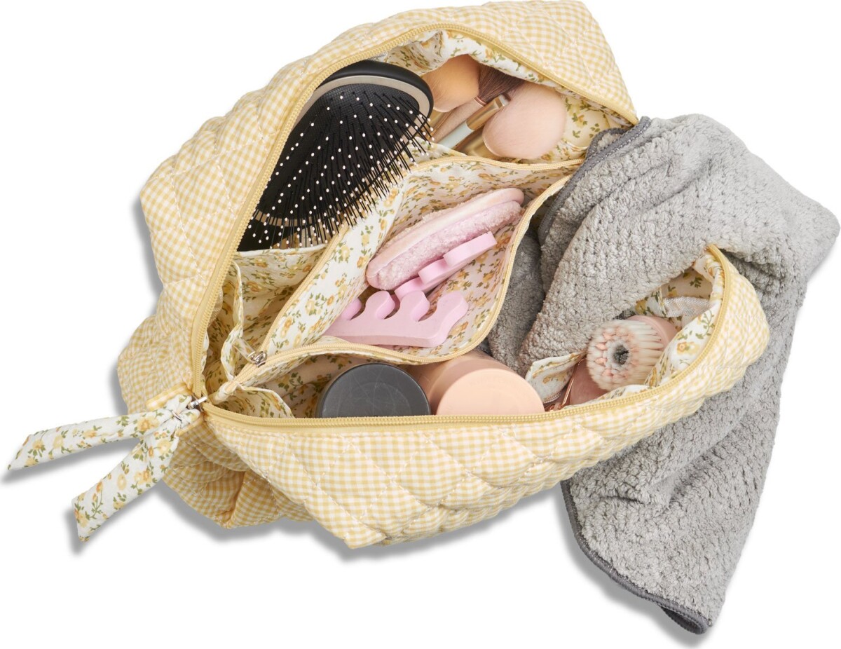 Karen - Stor Toilettaske - Gul-Ternet Quilt