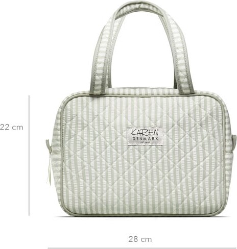 Karen - Stor Toilettaske Med Hank - Grønnhvid - Large