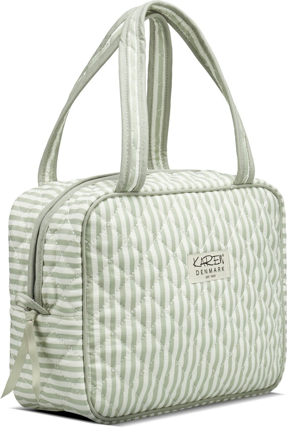 Karen - Stor Toilettaske Med Hank - Grønnhvid - Large