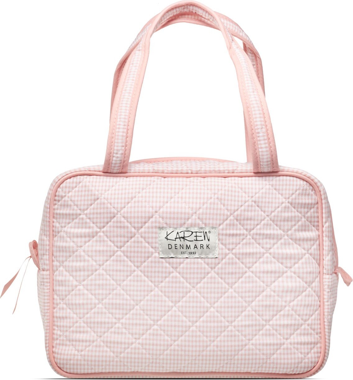 Karen - Stor Toilettaske Med Hank - Rosa-Ternet Quilt