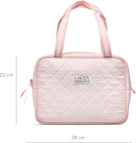 Karen - Stor Toilettaske Med Hank - Rosa-Ternet Quilt