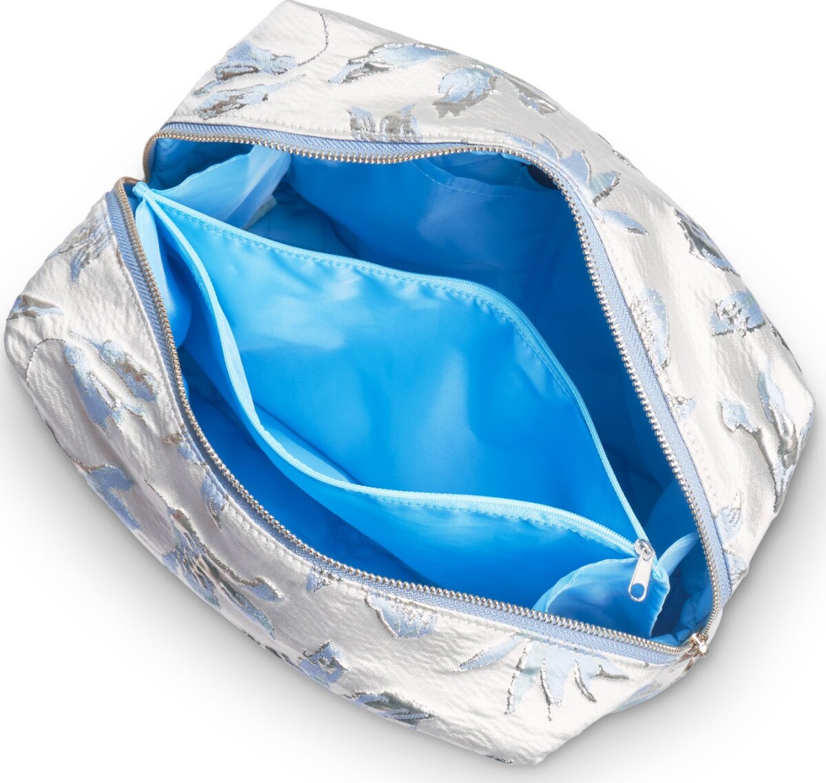 Karen - Toilettaske - Blåhvid Brokade