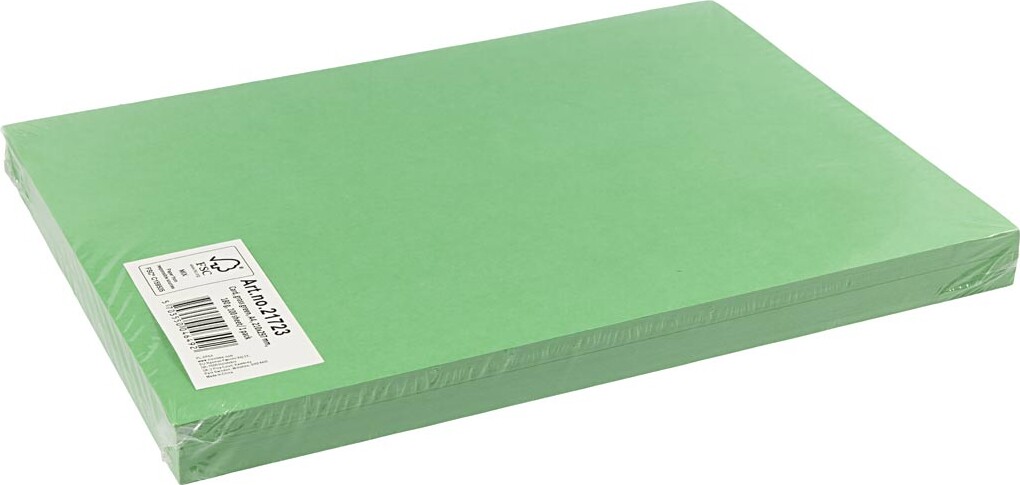 Karton - A4 - 210X297 Mm - 180 G - Græsgrøn - 100 Stk