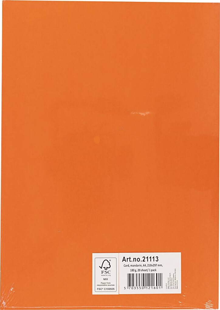 Karton - A4 - 210X297 Mm - 180 G - Orange - 20 Stk