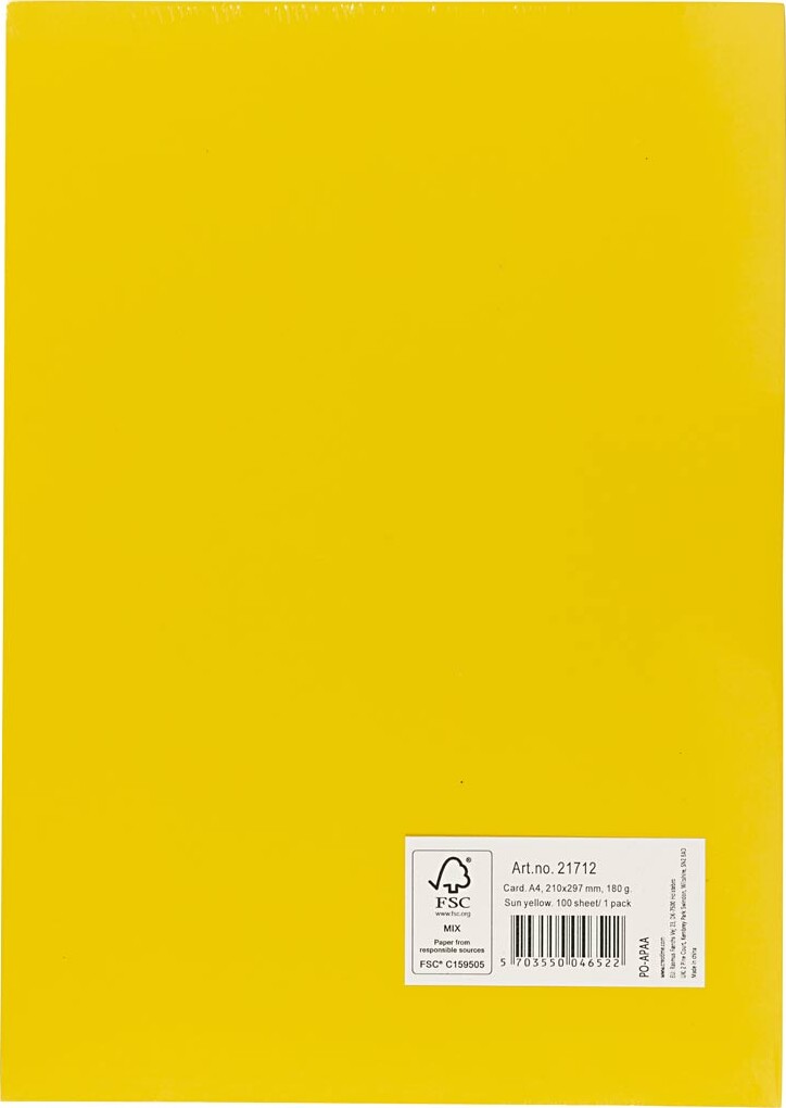 Karton - A4 - 210X297 Mm - 180 G - Solgul - 100 Stk