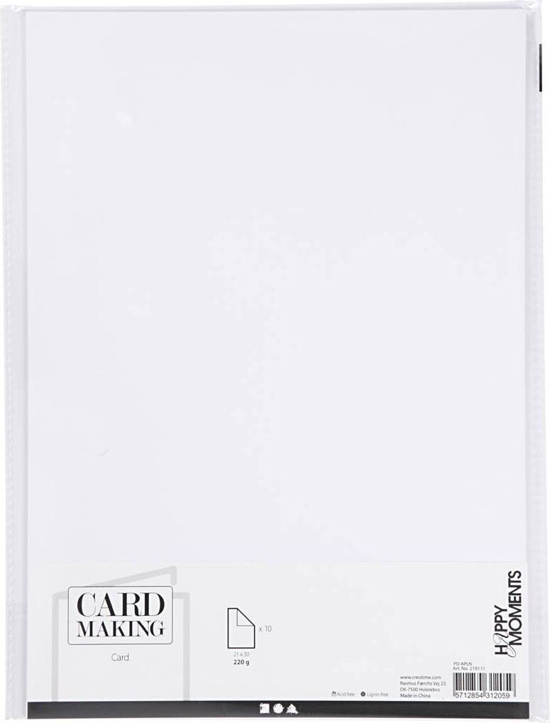 Karton - A4 - 210X297 Mm - 220 G - Hvid - 10 Stk