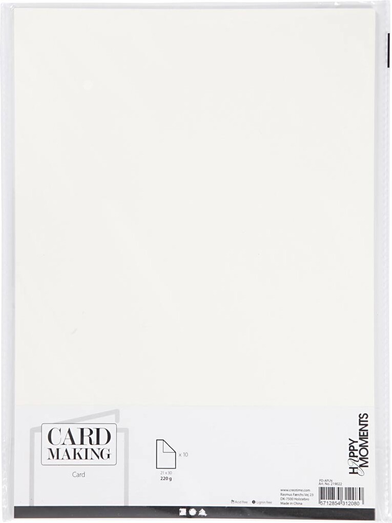 Karton - A4 - 210X297 Mm - 220 G - Råhvid - 10 Stk