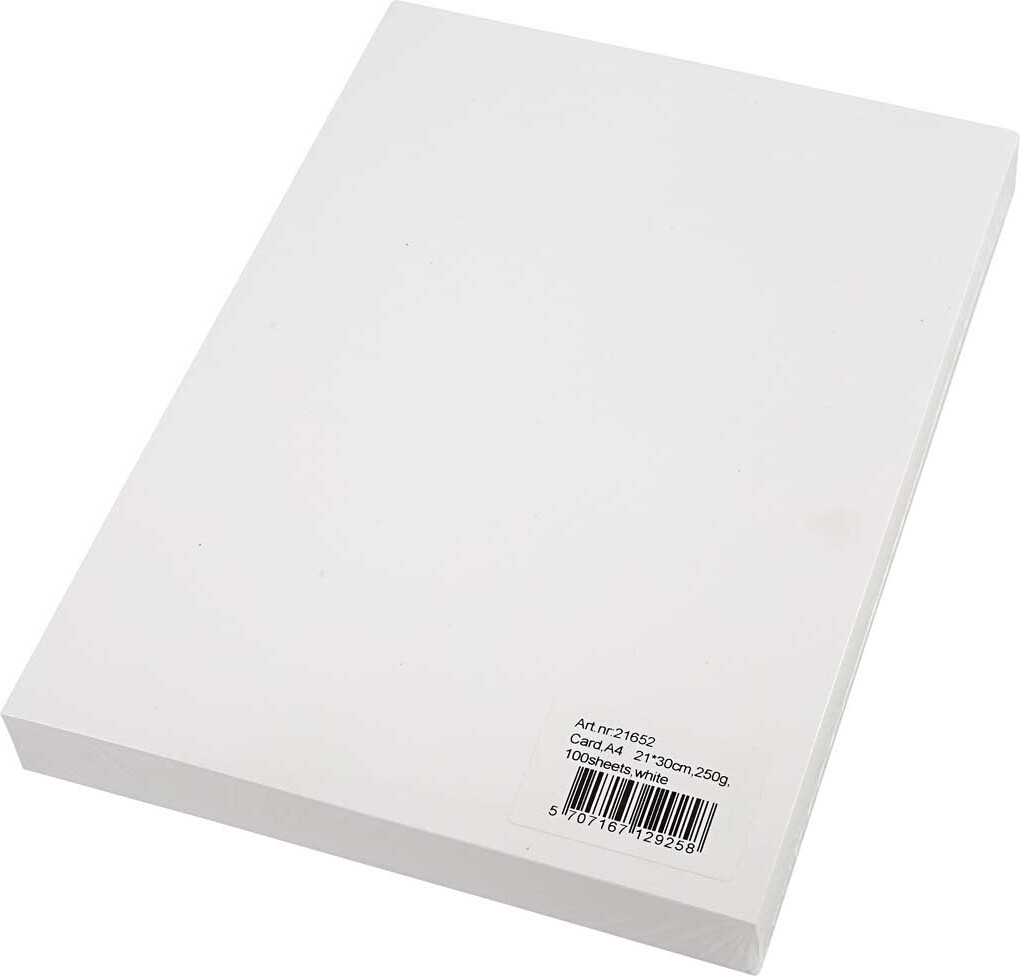 Karton - A4 - 210X297 Mm - 250 G - Hvid - 100 Stk