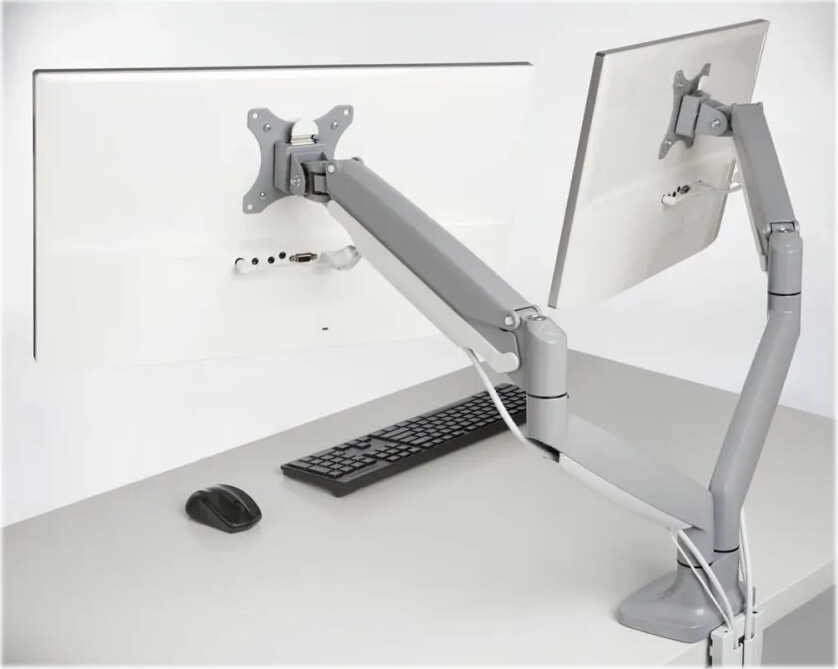 Kensington - Smartfit One-Touch Monitor Arm Dual - Light Grey