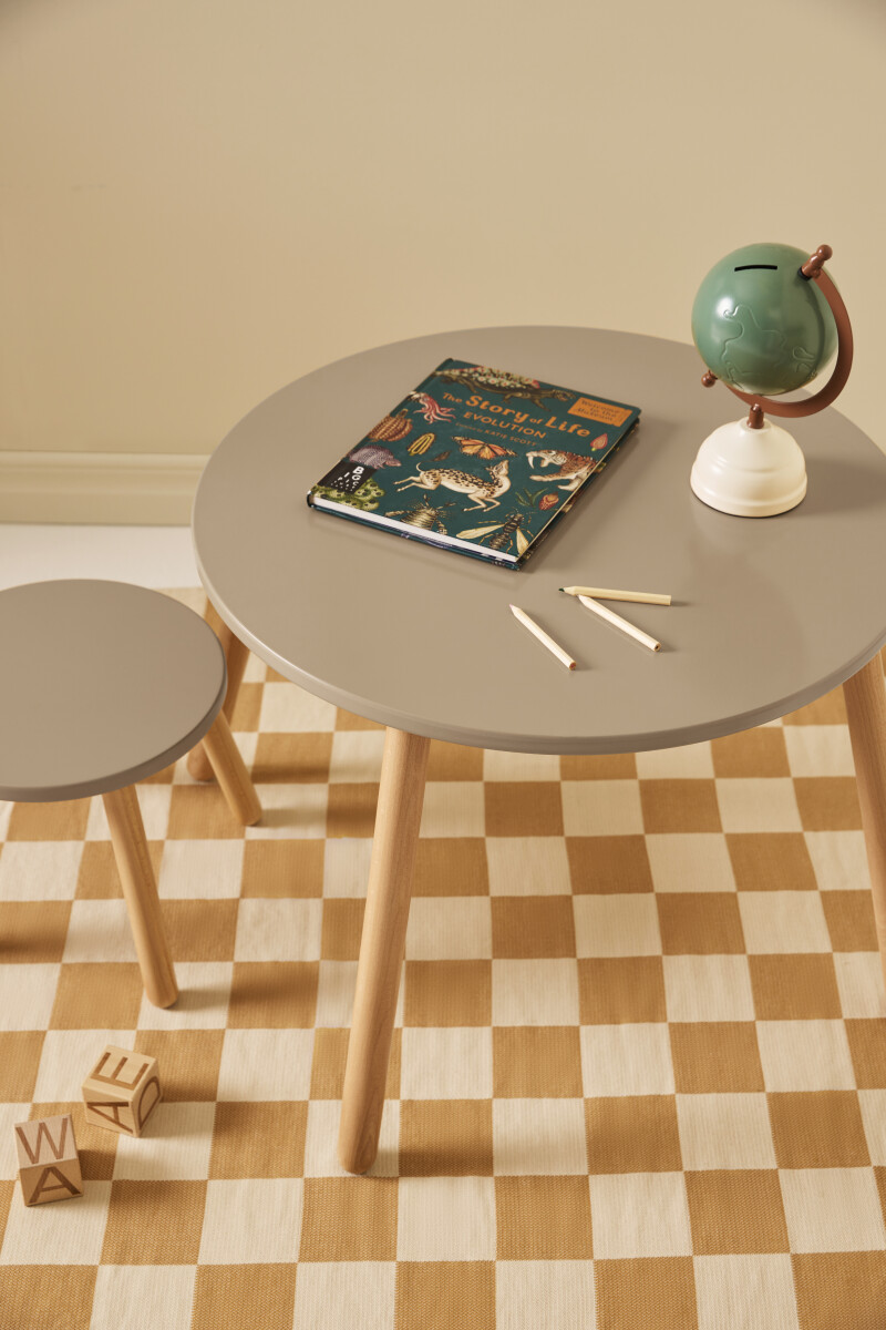 Kids Concept - Bord Og Taburetter - Lysebrun - 77X77X46 Cm