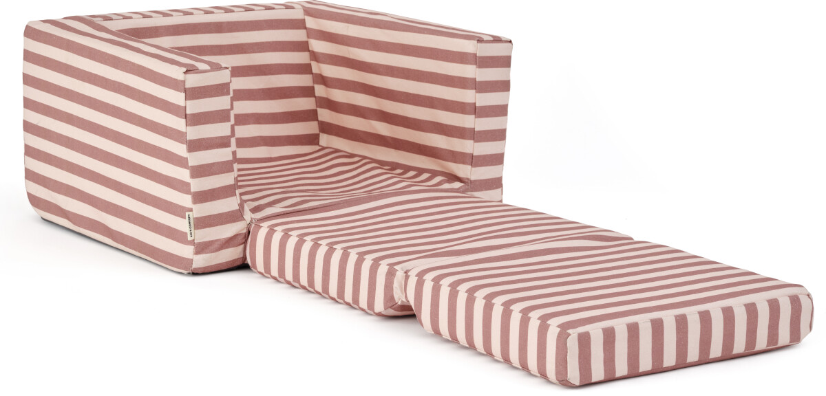 Kids Concept - Foldbar Lænestol Til Børn - Clay Pink Striber - 44X42X38Cm