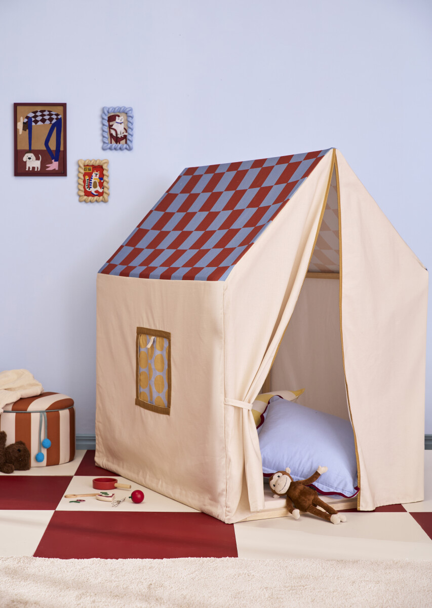 Kids Concept - Legetelt - Dusty Blue Check - 110X80X124 Cm