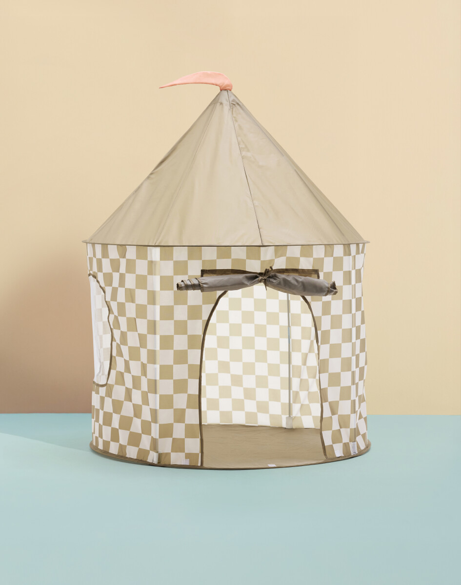 Kids Concept - Legetelt - Khaki Med Tern - 100X100X130 Cm