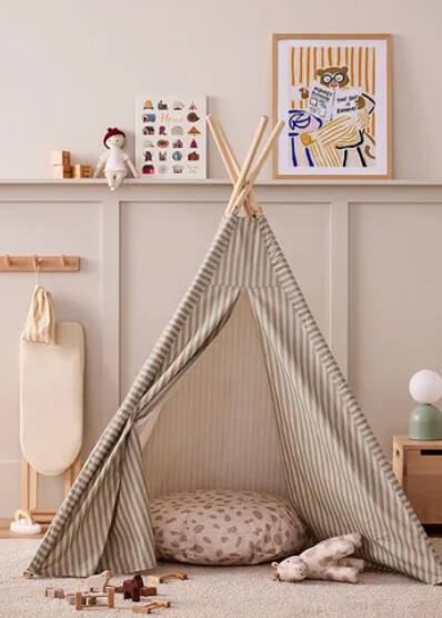 Tipi Legetelt Til Børn - Hvid Med Striber - Kids Concept
