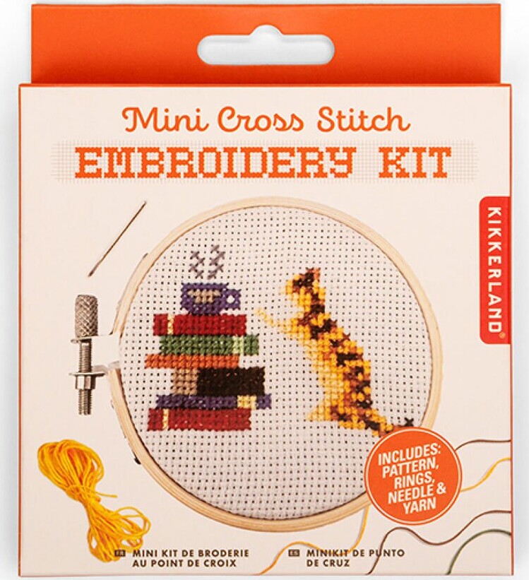 Korssting Broderi Kit - Kat - Mini - Kikkerland
