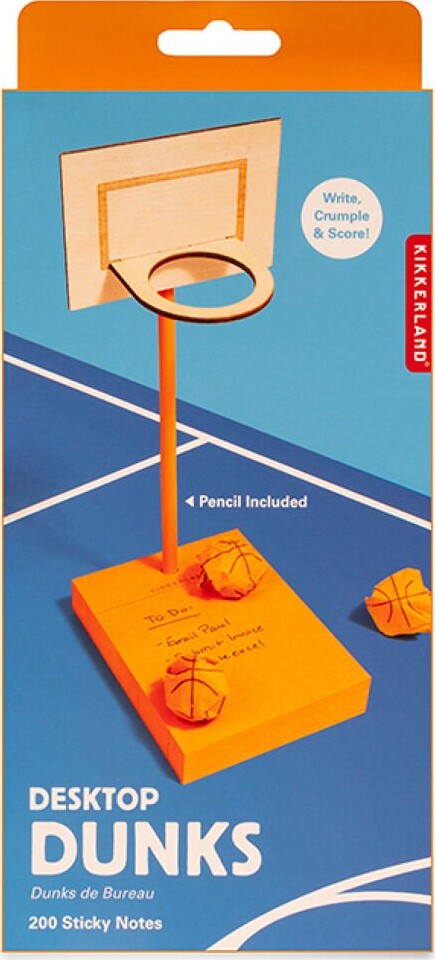 Mini Basketball Kurv Til Skrivebord - 200 Sticky Notes - Kikkerland