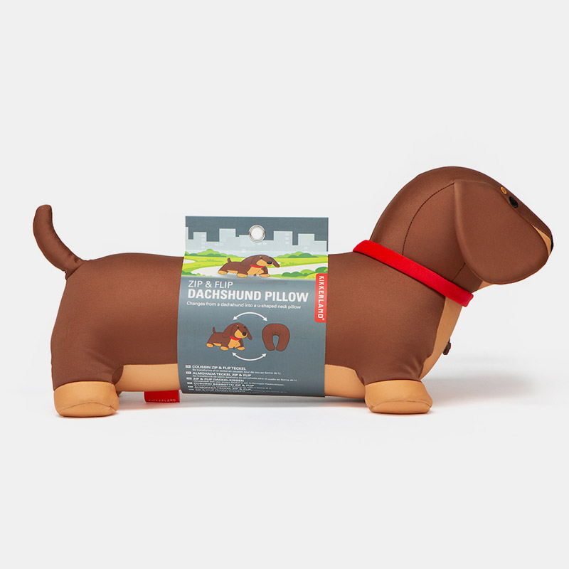 Kikkerland - Dachshund Pillow - Gravhund Nakkepude Og Bamse