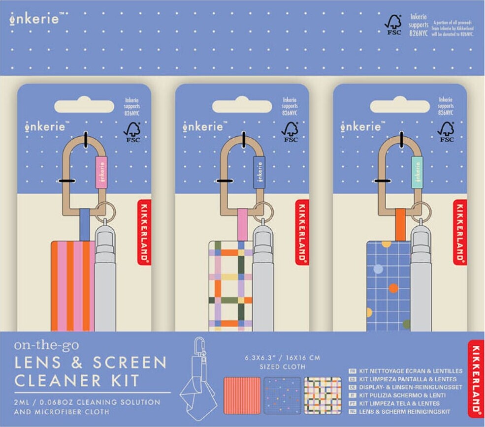 Kikkerland - Inkerie On-The-Go Lens Screen Cleaner Kit - Assorteret