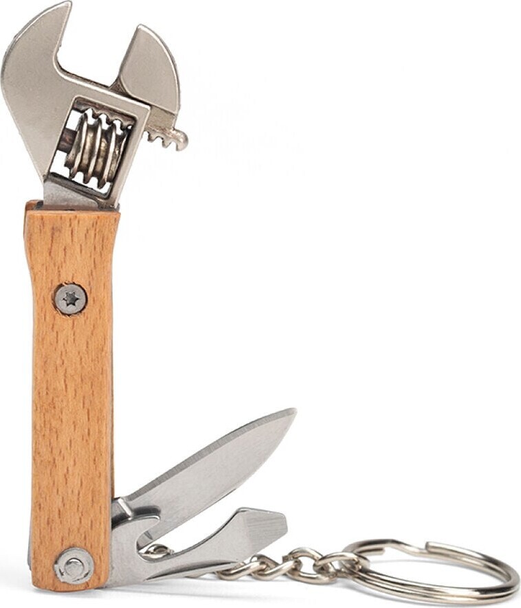 Kikkerland - Wooden Mini Wrench Tool - Mini Multitool Svensknøgle