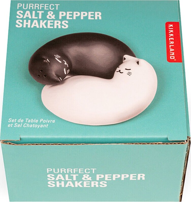 Kikkerland - Salt Og Peber Sæt - Katte - Sort Og Hvid - 2 Stk