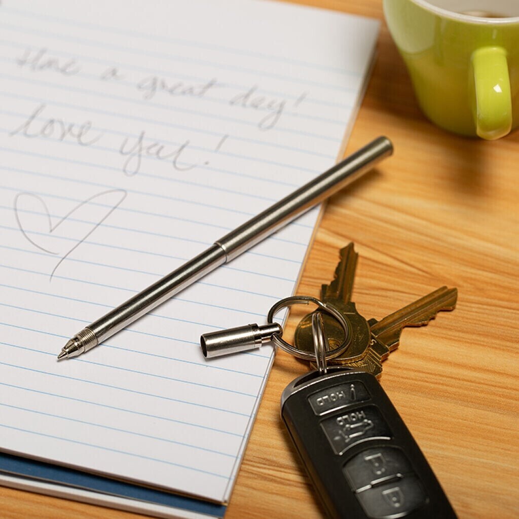 Kikkerland - Teleskopisk Mini Kuglepen Med Nøglering - Stål