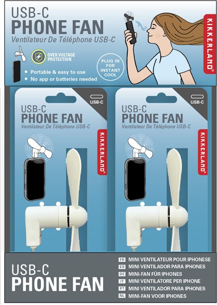 Kikkerland - Usb-C Phone Fan - Mini Mobil Blæser