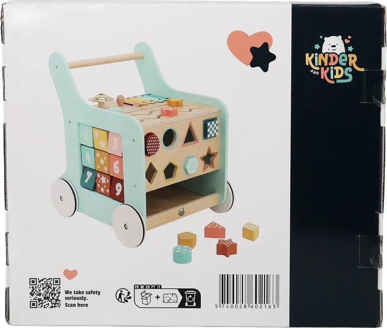 Kinder And Kids - Aktivitetsgåvogn I Træ