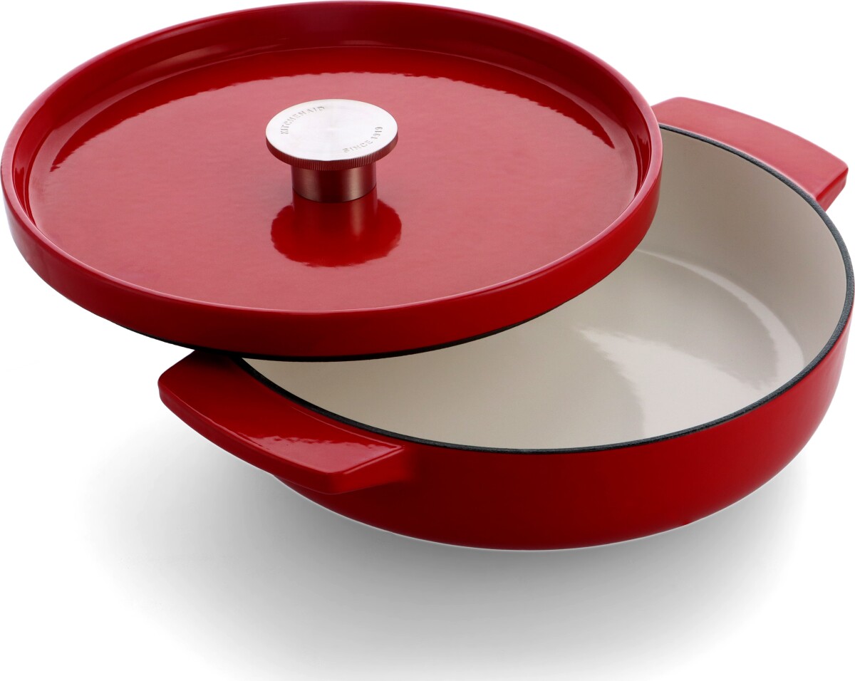 Kitchenaid - Ka-Ci Shallow Castiron Covered Casserole - Empire Red - 26 Cm