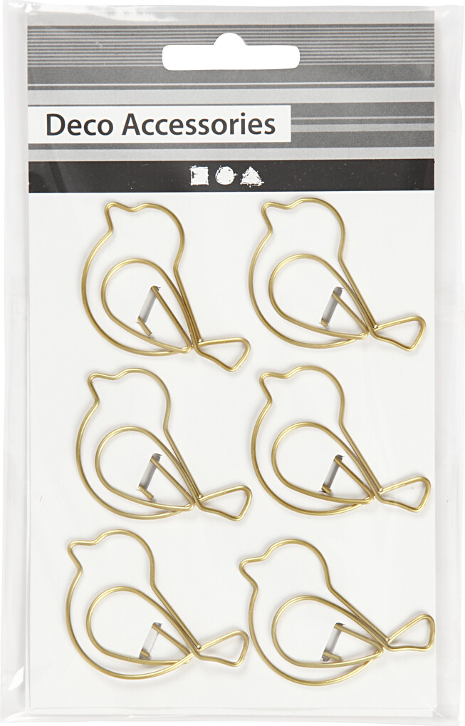 Klips - Fugl - Str 32X40 Mm - Guld - 6 Stk