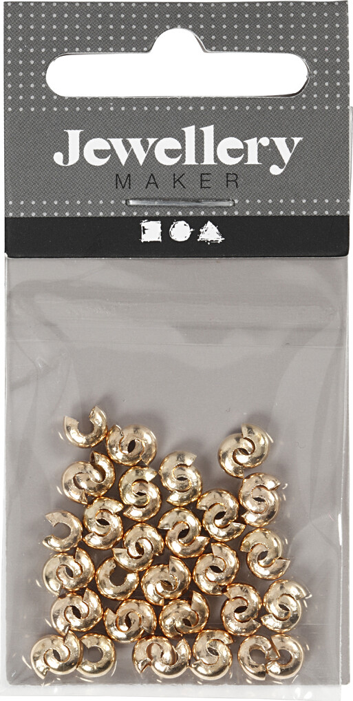 Knudeskjulere Til Elastik - Ø 5 Mm - Forgyldt - 50 Stk