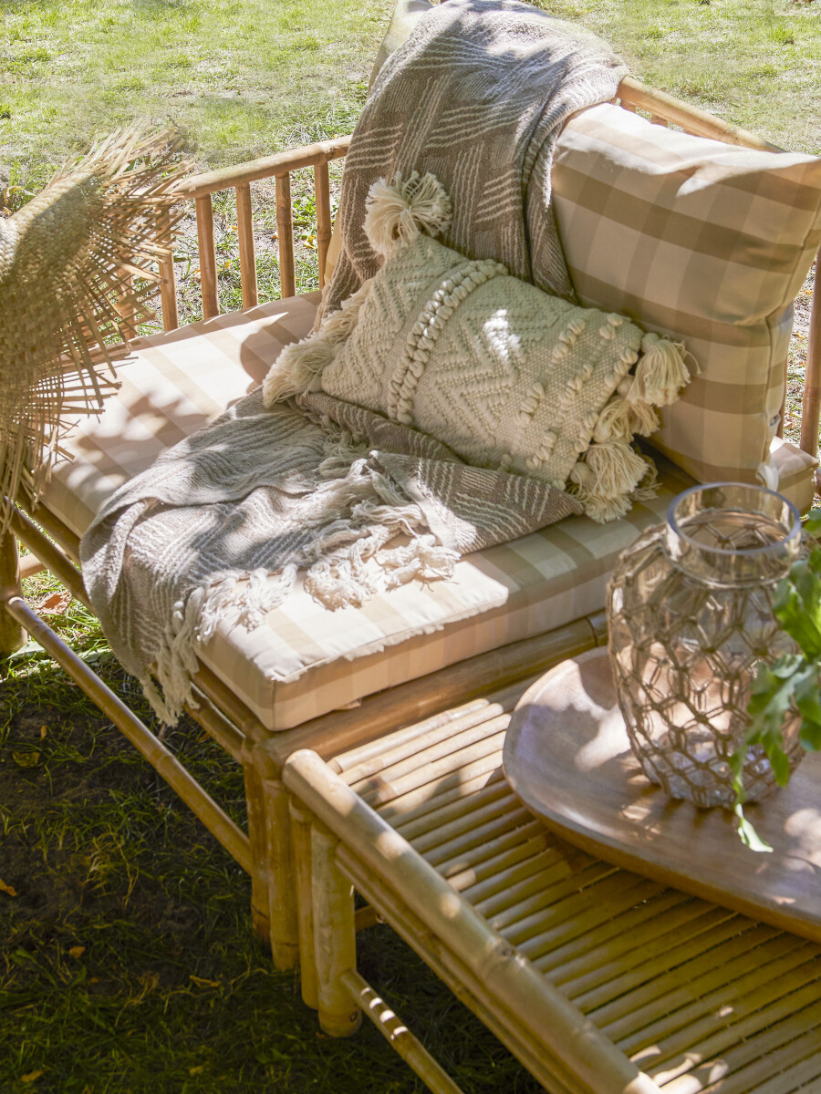 Bloomingville - Korfu Udendørs Puf Til Modulsofa - Natur - Bambus