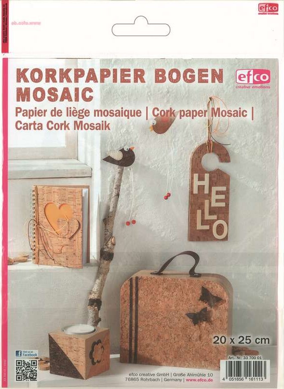 Kork Papir Mosaik 20X25Cm 1 Ark