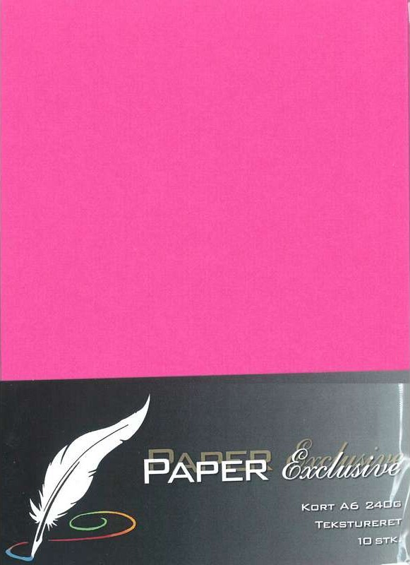 Paper Exclusive - Kort - A6 - 240G - Cerise Tekstureret - 10 Stk