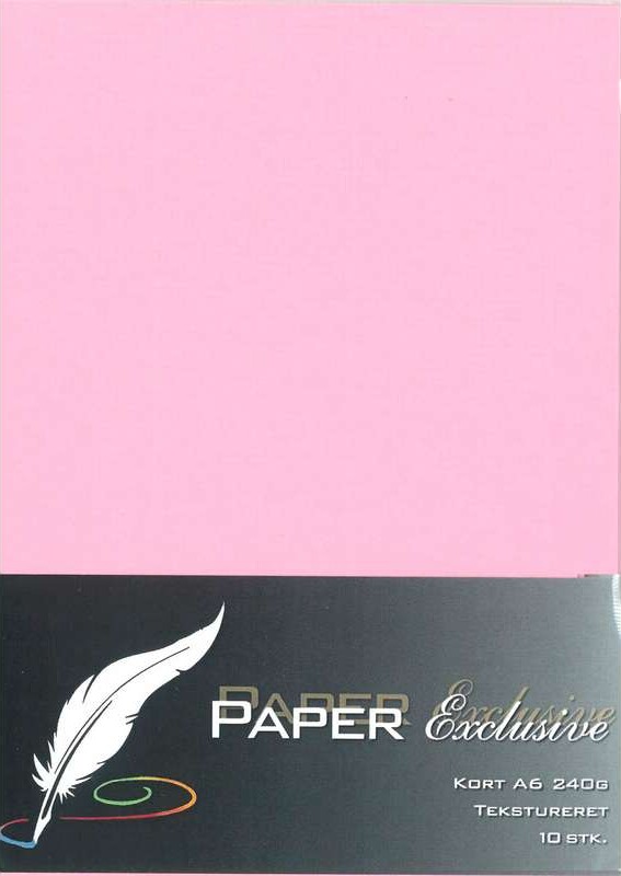 Paper Exclusive - Kort - A6 - 240G - Lyserød Tekstureret - 10 Stk