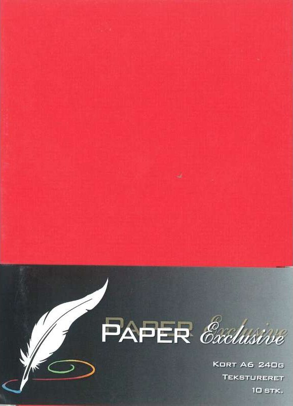 Paper Exclusive - Kort A6 240G Rød Tekstureret 10Stk - 918 - Paper