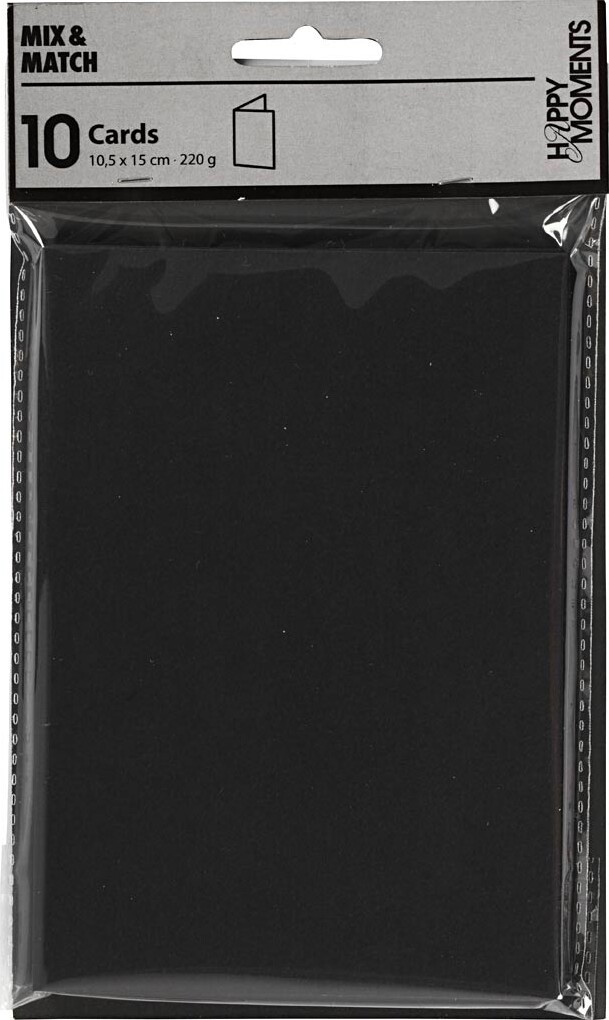 Kort - Kort Str 10 5X15 Cm - 220 G - Sort - 10 Stk