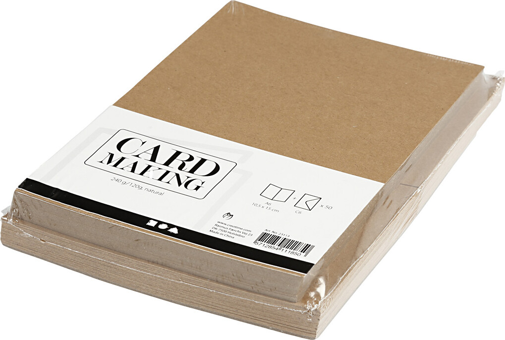 Kort Og Kuverter - 10 5X15 Cm - 11 5X16 5 Cm - Natur - 50 Sæt