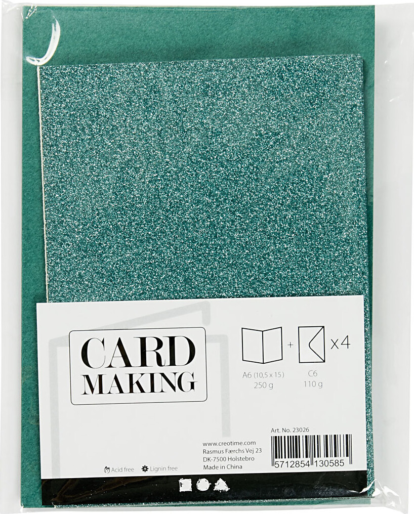 Kort Og Kuverter - Kort Str 10 5X15 Cm - Kuvert Str 11 5X16 5 Cm - Glitter 