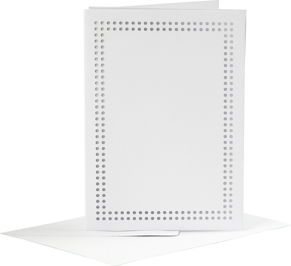 Kort Til Broderi - Kort Str 10 5X15 Cm - Kuvert Str 11 5X16 5 Cm - Hvid - 6