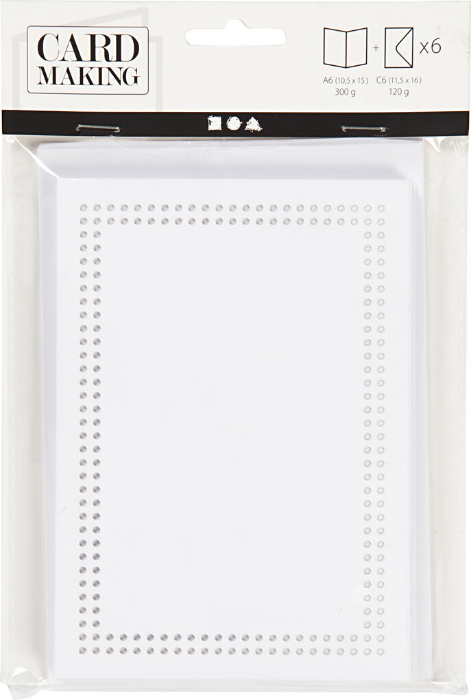 Kort Til Broderi - Kort Str 10 5X15 Cm - Kuvert Str 11 5X16 5 Cm - Hvid - 6