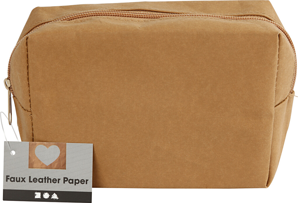 Toilettaske I Læderpapir - Diy - Lys Brun