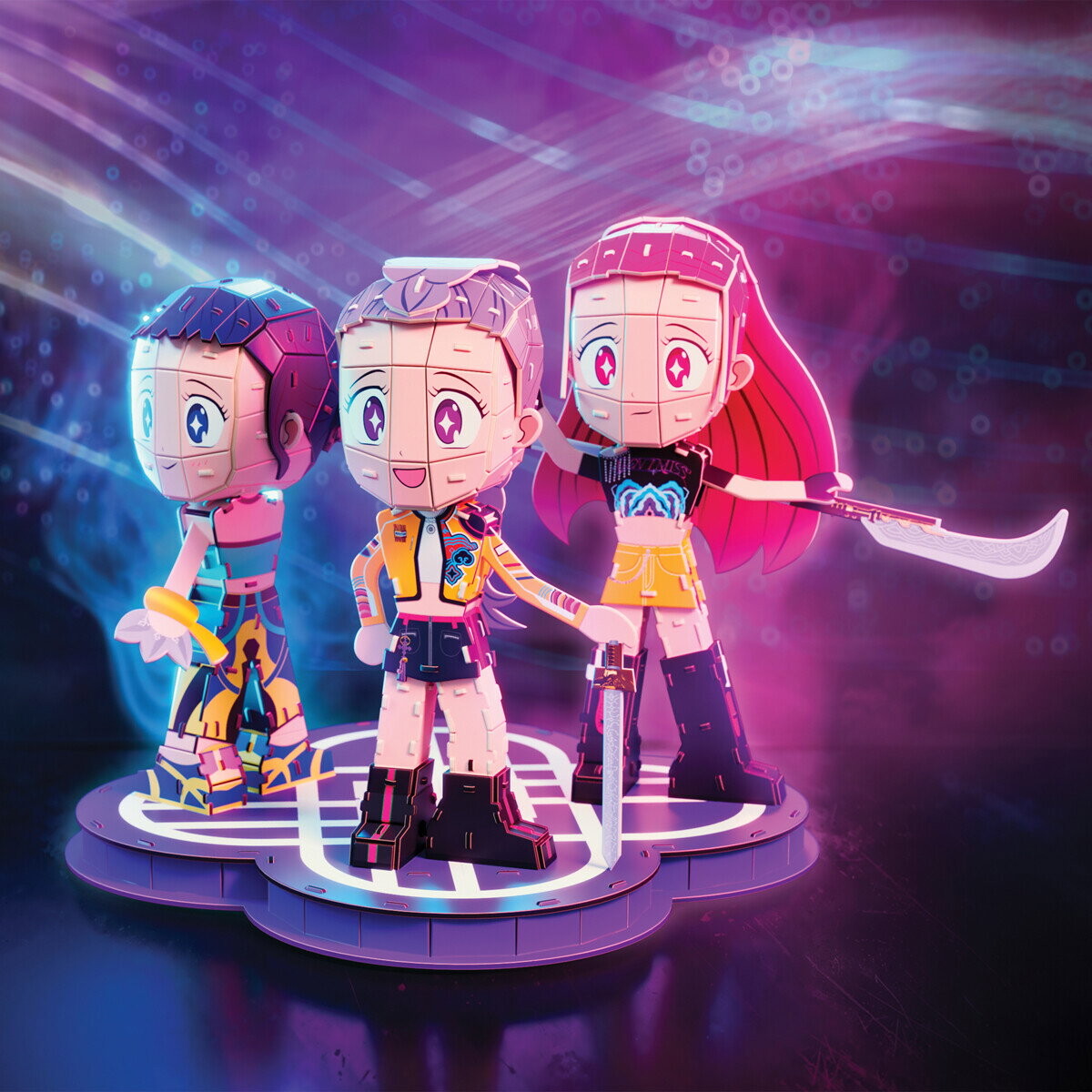 4D Build - Huntrix Chibi 3D Puzzle Kit - K-Pop Demon Hunters