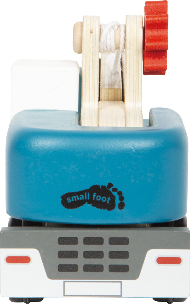 Kranbil Legetøj I Træ - Blå Og Hvid - Small Foot